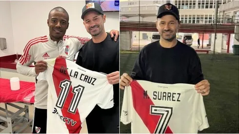 Morita con las camisetas que se llevó regalo.