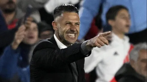 El DT millonario, feliz por la obtención de un triunfazo en la Copa Libertadores.