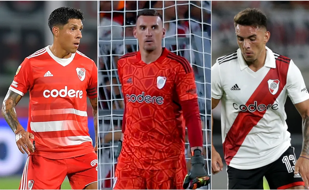Enzo Pérez, Franco Armani y Enzo Díaz.