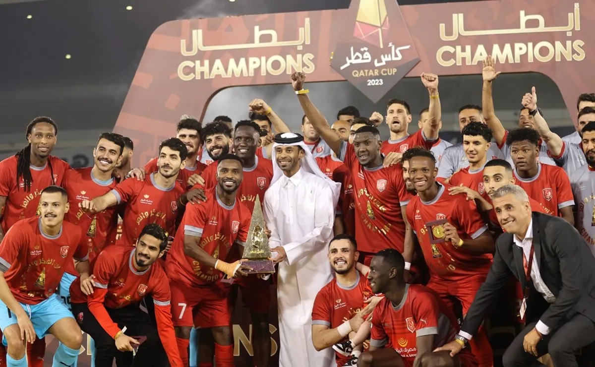 El festejo del equipo de Hernán Crespo, otra vez campeón en Qatar