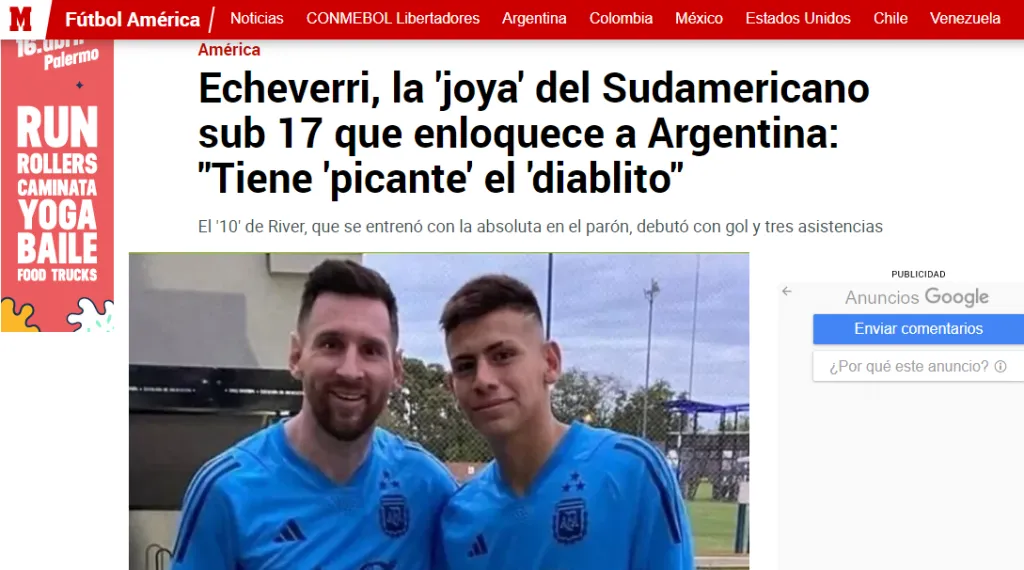 Marca también le dedicó una extensa nota al pibe de River (Captura)