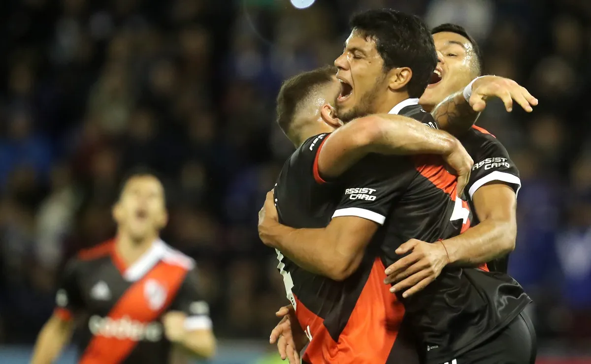 Rojas celebra su gol ante Vélez.