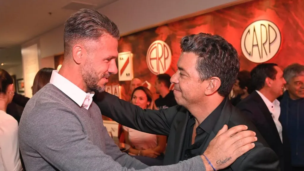 Un encuentro esperado por los hinchas: Gallardo  y Demichelis, cara a cara. (Foto: Prensa River).