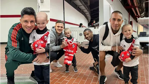 El hermoso gesto del plantel de River con el pequeño Caleb.