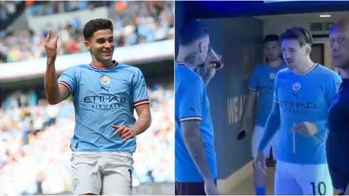 Julián les convidó fernet a Ederson y Grealish.