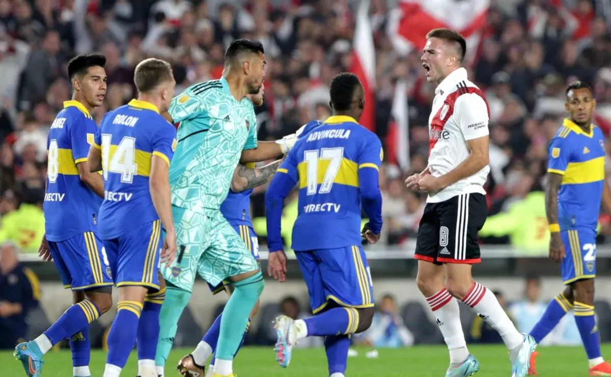El festejo de Pala que desató la locura de los jugadores de Boca.