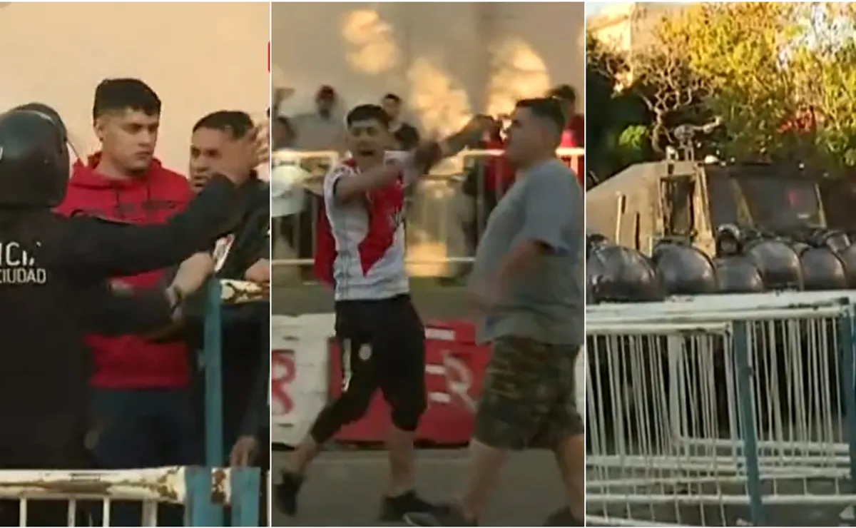 La Policía dispersó a los hinchas millonarios con balas de gomas y el carro hidrante.