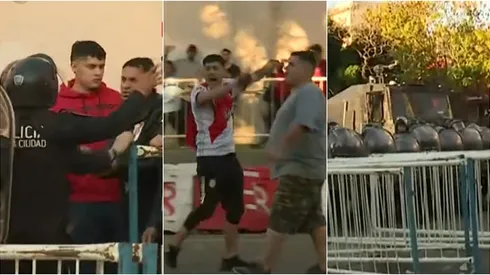 La Policía dispersó a los hinchas millonarios con balas de gomas y el carro hidrante.