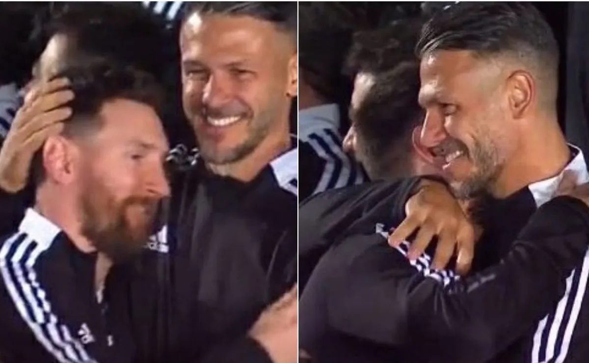 Lionel y Martín se fundieron en un gran abrazo en la despedida de Maxi.