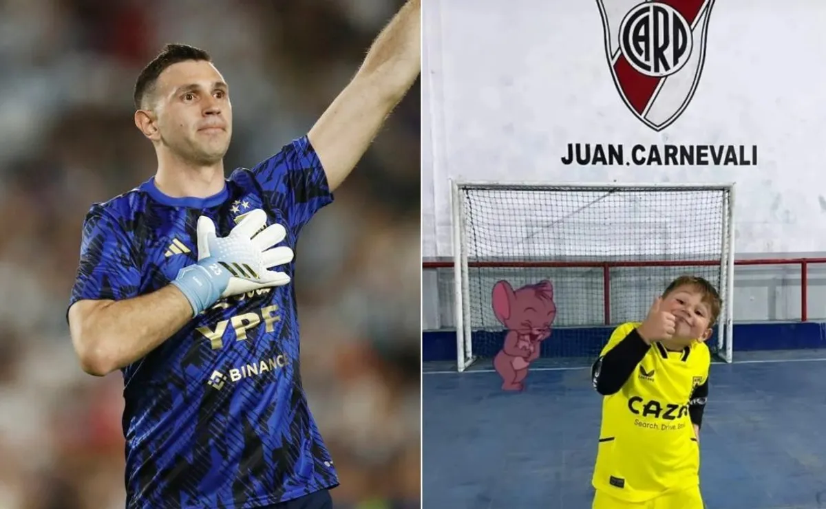 El hijo de Dibu Martínez y un entrenamiento con el escudo de River.