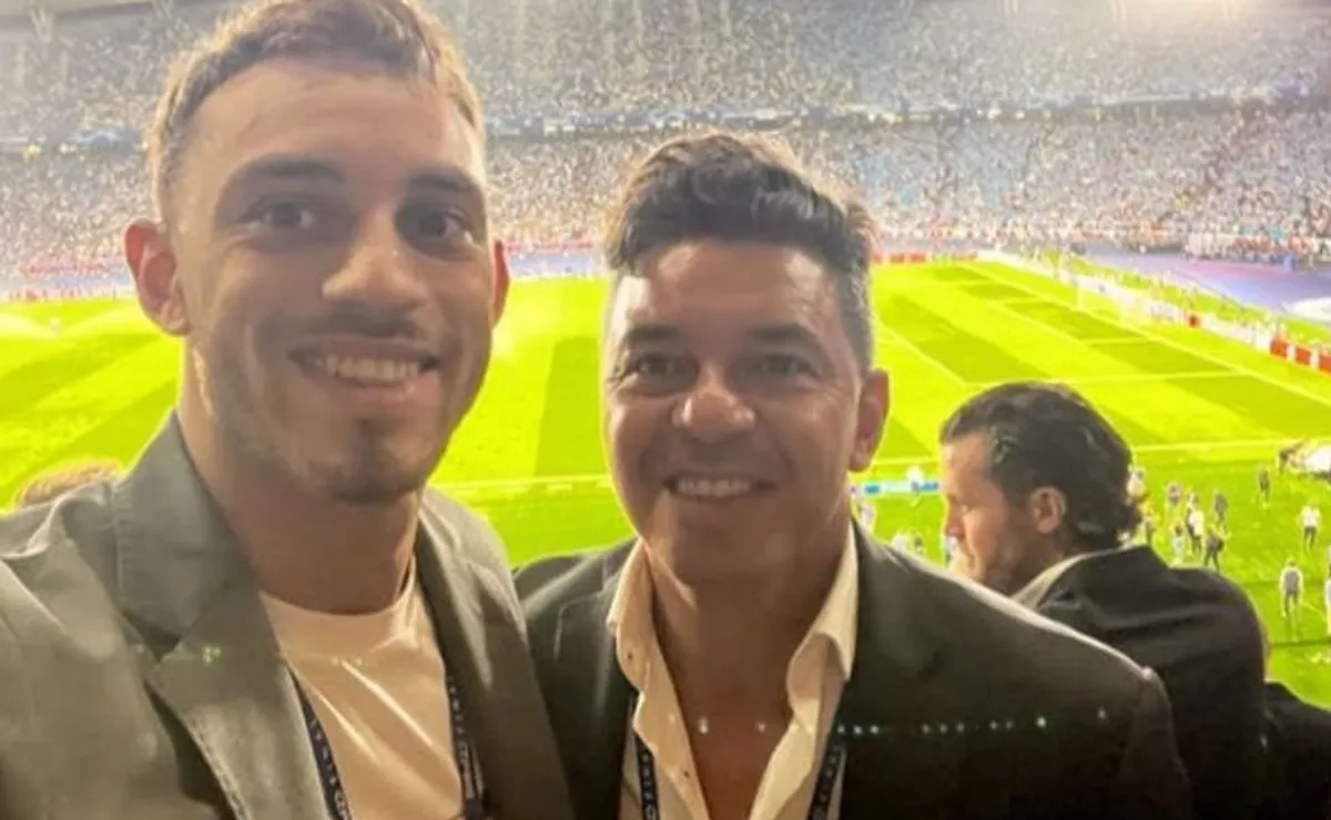 Nahuel y Marcelo Gallardo, presentes en la final de la Champions League en 2023.