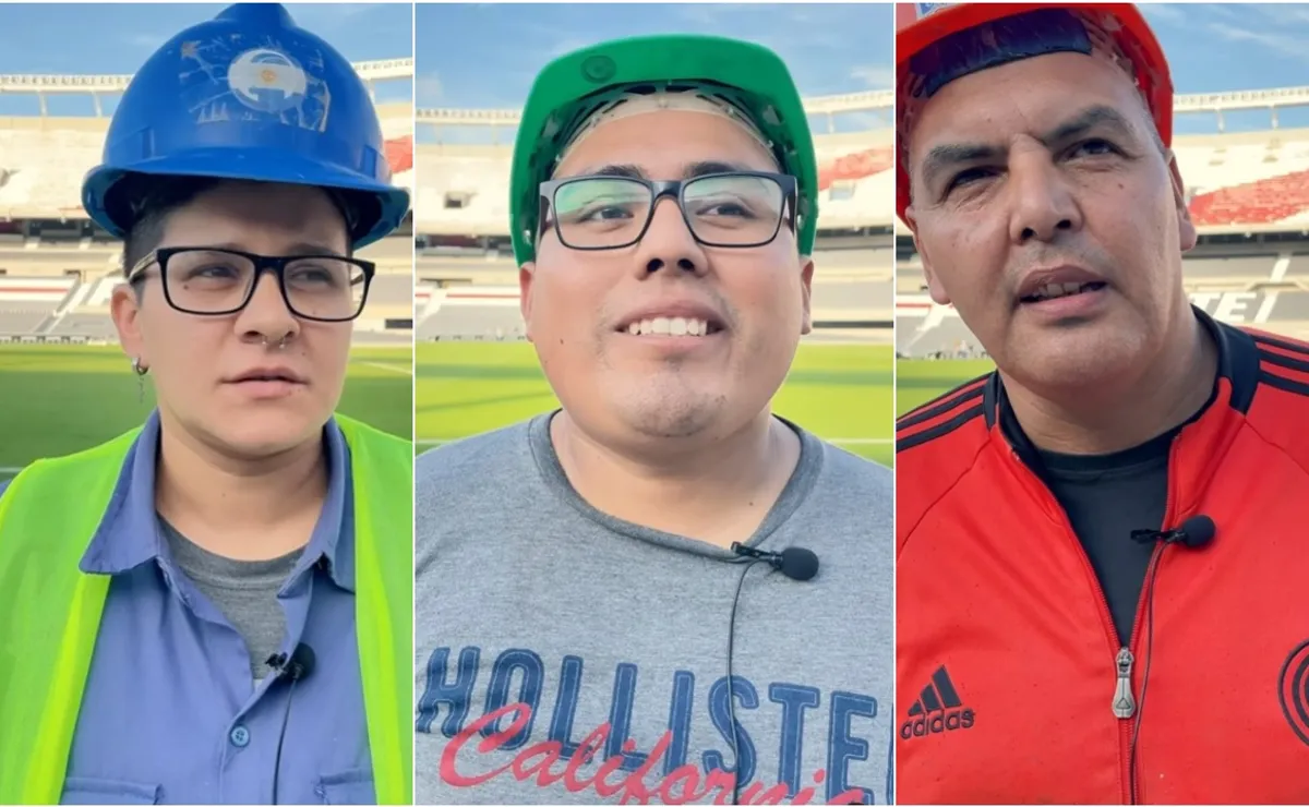 Natalia, Luis y Cristian, tres de los obreros que estuvieron ante Fluminense en la Belgrano Inferior.