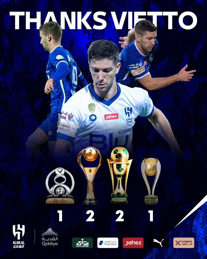 Vietto terminó su contrato con el Al Hilal y quedó libre.