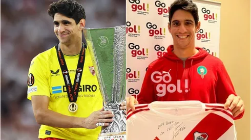 El arquero marroquí se acordó de River en medio de los festejos con el Sevilla.