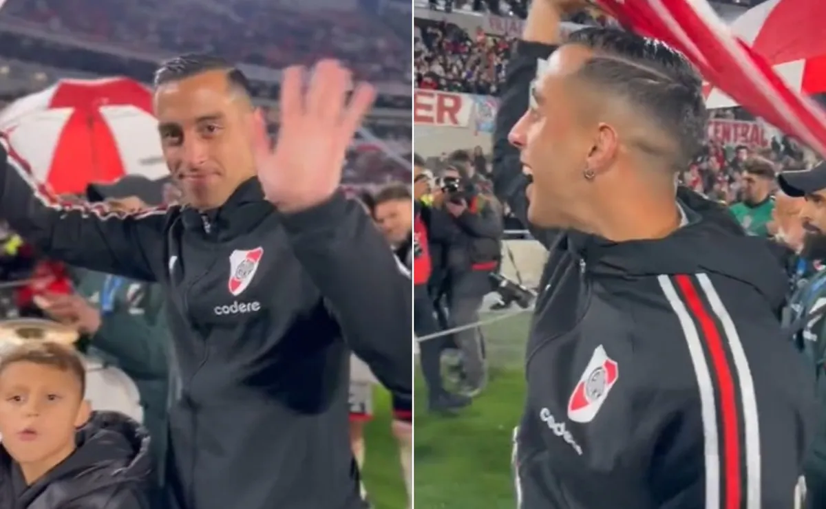 El Mellizo celebró en el Monumental como un hincha más.