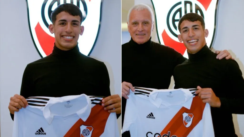 El juvenil cuando firmó su contrato en 2023.