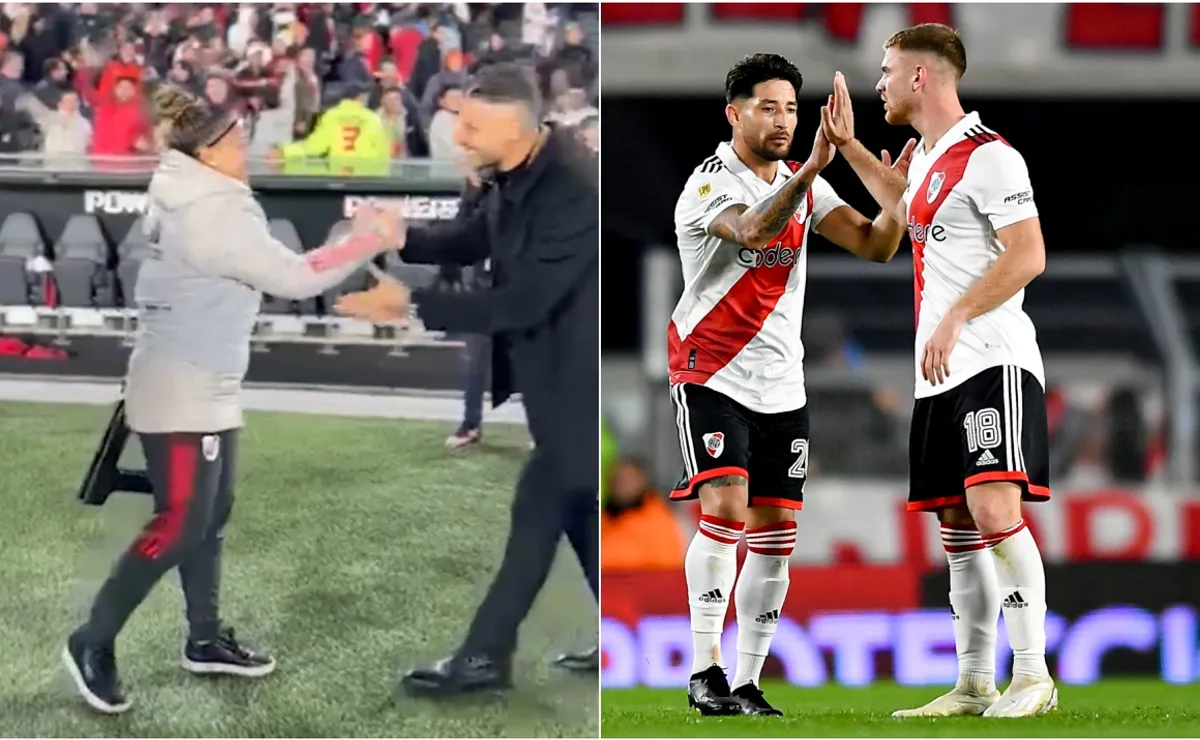 Demichelis la felicitó y le dio un beso a Milagros apenas terminó el partido.
