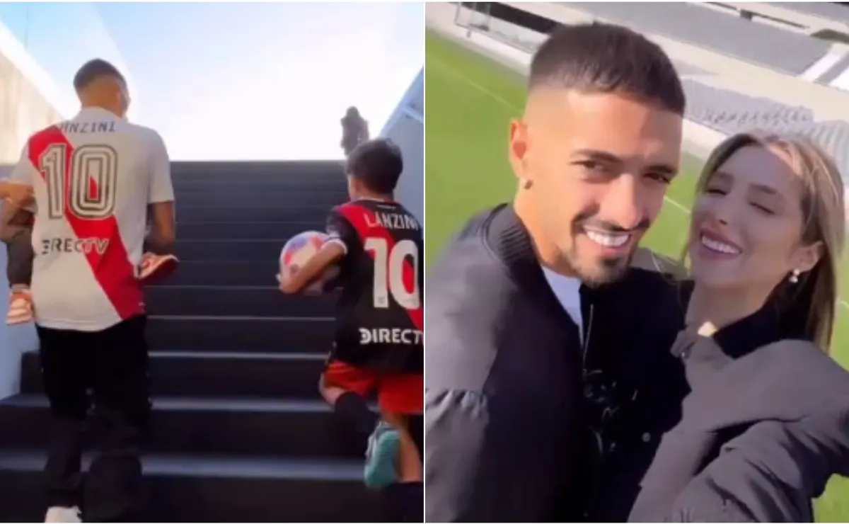 Manu Lanzini con su familia.