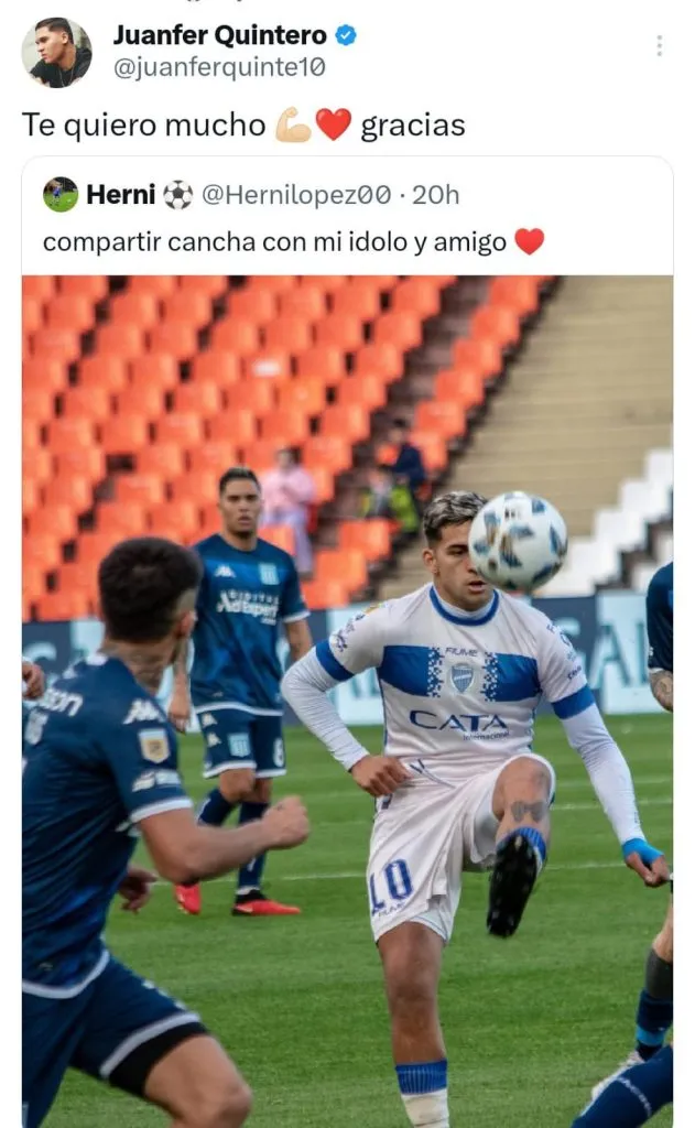 Hernán López Muñoz y Juanfer Quintero en Twitter.