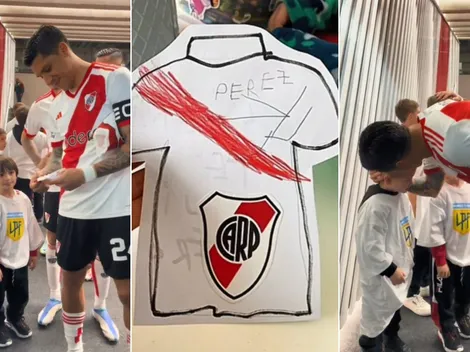 El tierno momento de Enzo Pérez con un pequeño fanático en el Monumental