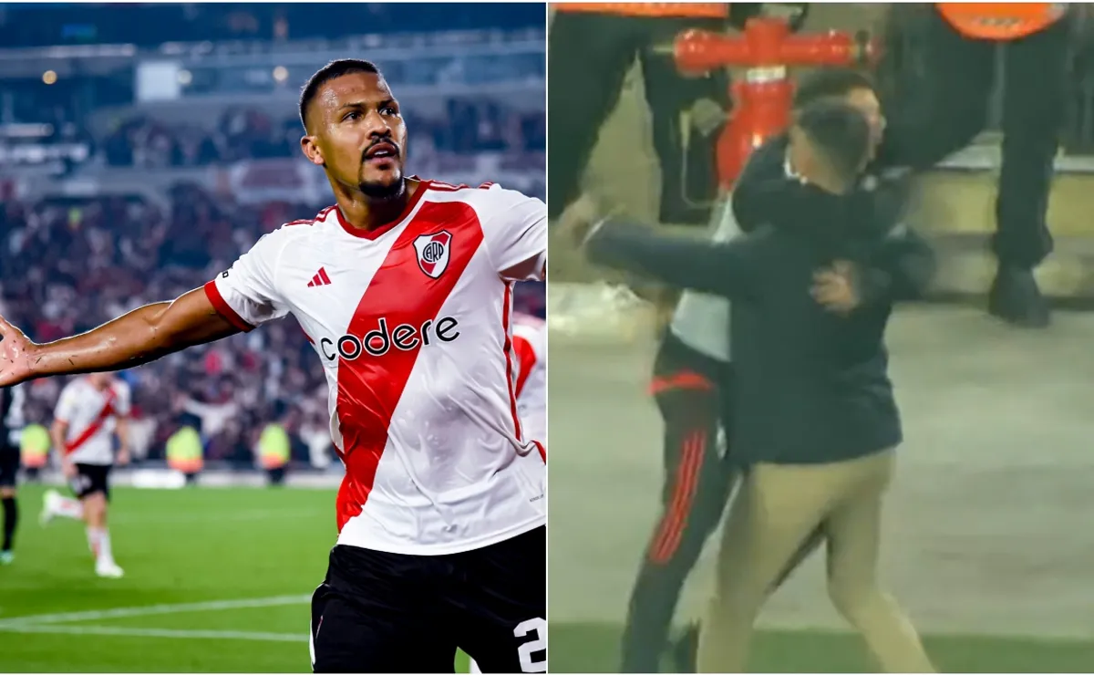 Rondón celebra, Demichelis se abraza con Bastian.
