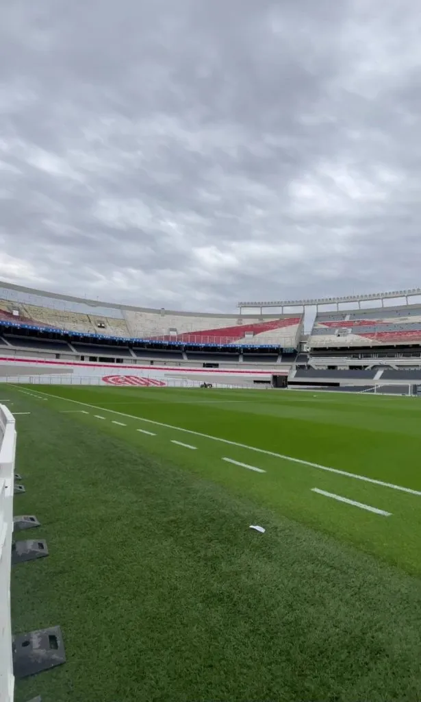 Así está el césped del Monumental (Foto: Obras River Plate)