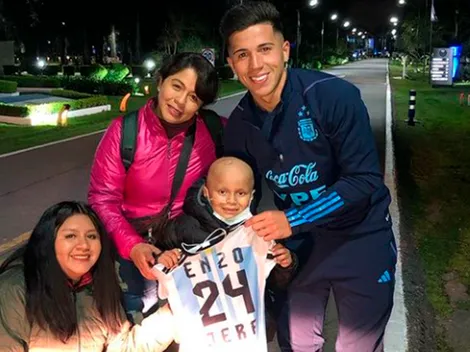 Enzo Fernández le cumplió el sueño a un pequeño fanático que atraviesa un problema de salud