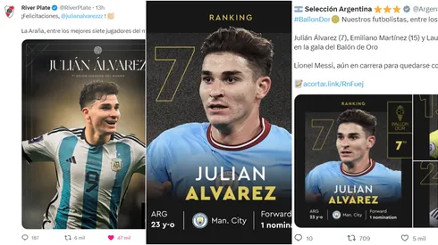 Julián Álvarez, séptimo mejor jugador del mundo.