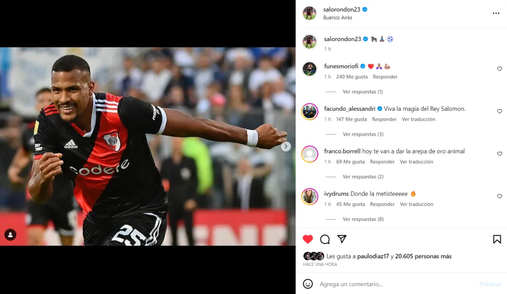 Rondón tras anotar ante Gimnasia.