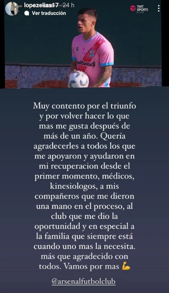 Elías López volvió a jugar tras un año. (Foto: Instagram Elías López).