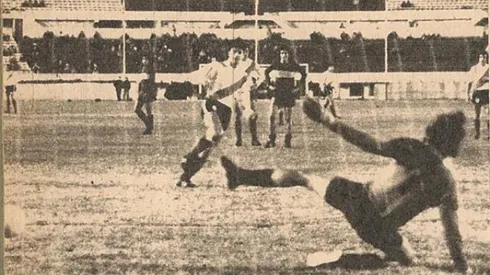 River anotando uno de los goles ante Huracán de San Rafael.