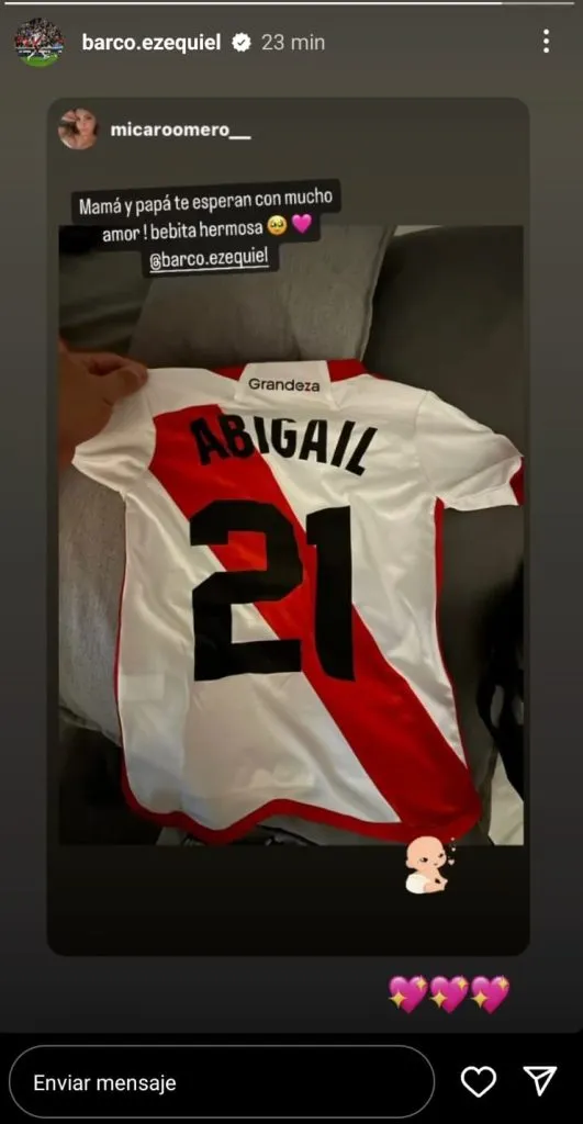 La historia de Instagram que compartió Barco.