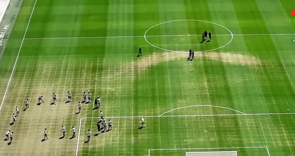 Imágenes aéreas del césped del Monumental, tomadas este miércoles 25 de octubre por la mañana por ESPN.