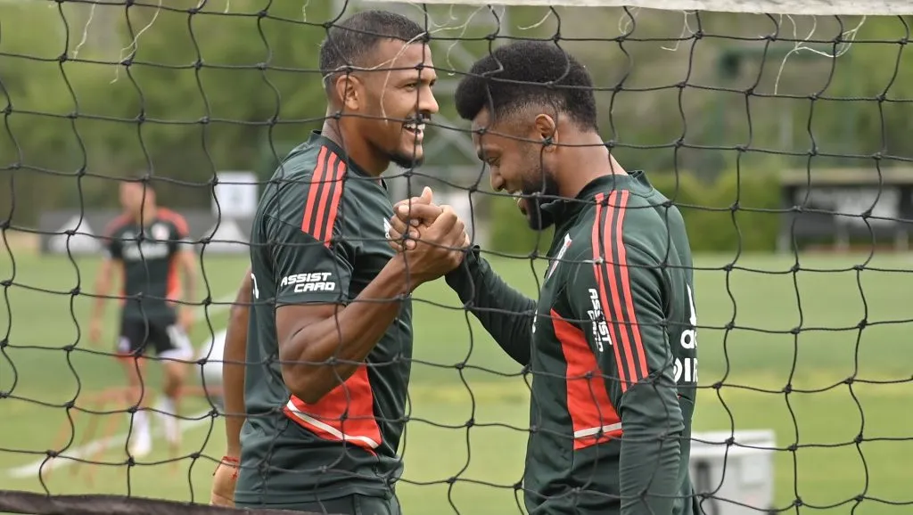 Salomón Rondón y Miguel Ángel Borja. (Foto: Prensa River).