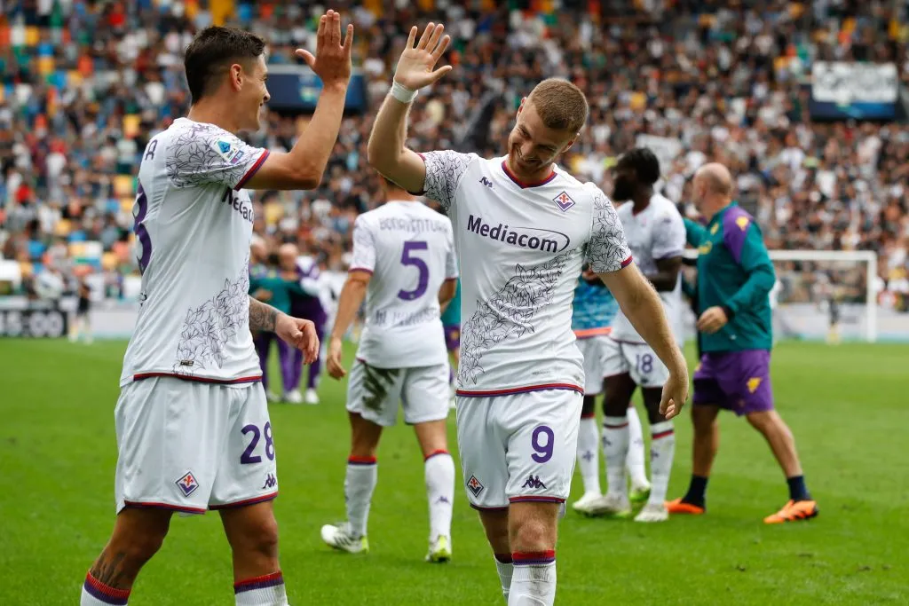 Martínez Quarta y Lucas Beltrán en la Fiore. Foto: Getty