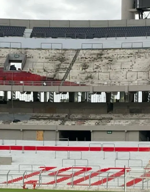 Trabajos de impermeabilización en la Sívori Media. Foto: @ObrasRiverPlate