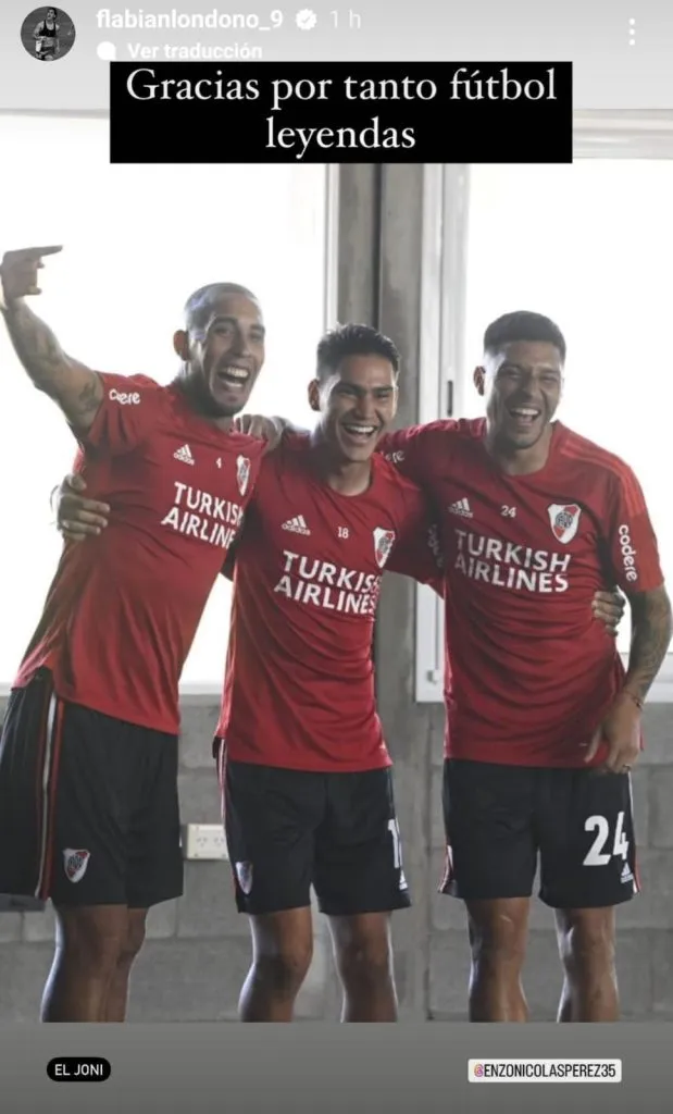 Londoño recordó a Enzo Pérez y Maidana. (Foto: Instagram Londoño).