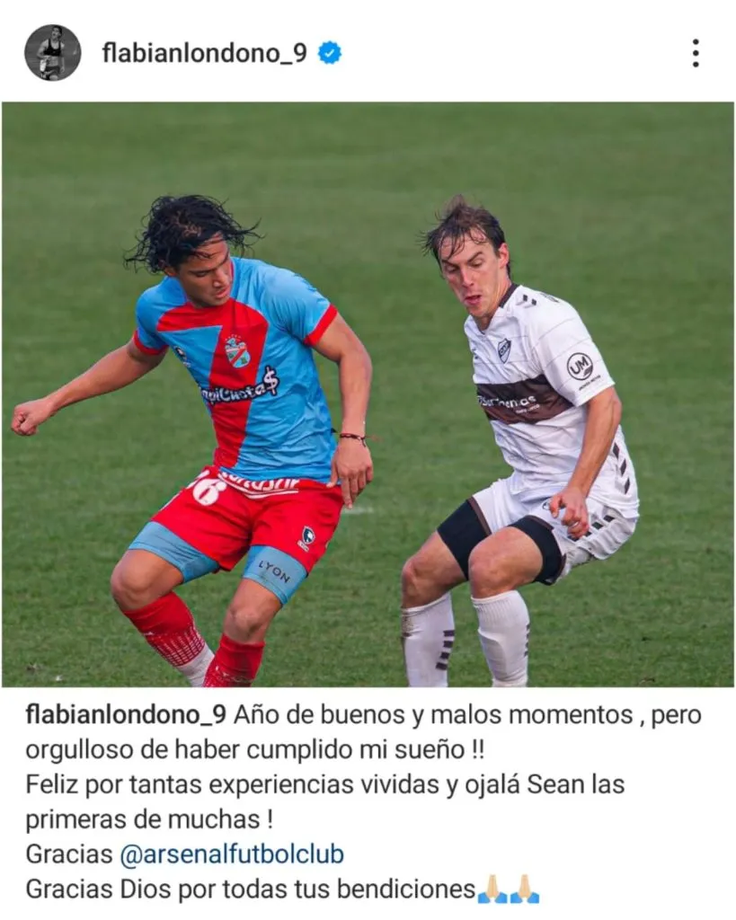 Londoño se despidió de Arsenal. (Foto: Instagram Londoño).