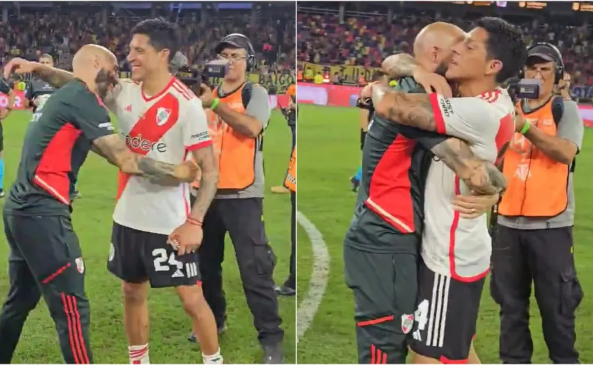 El abrazo de Pinola con Enzo Pérez