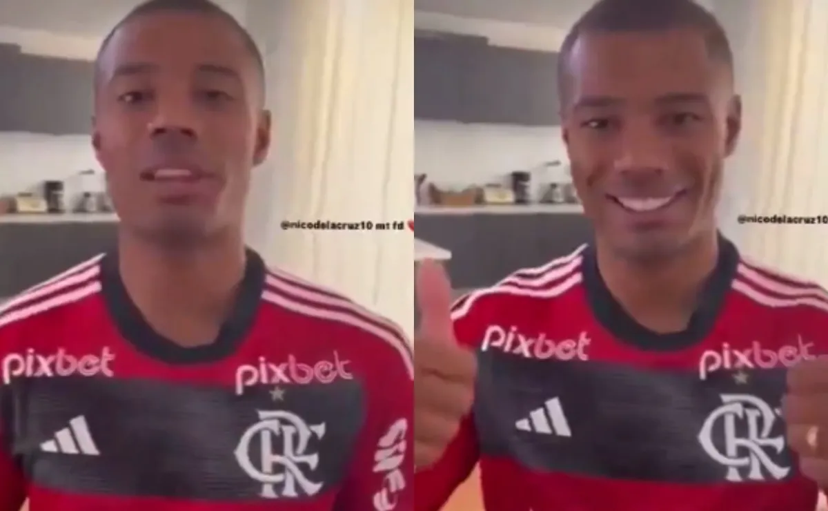 De la Cruz y su primera aparición pública con la camiseta de Flamengo.