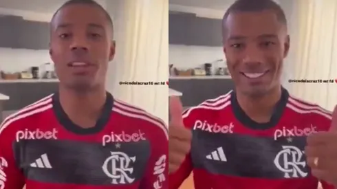 De la Cruz y su primera aparición pública con la camiseta de Flamengo.