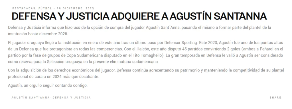 El comunicado publicado por Defensa y Justicia.