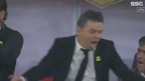 Así festejó Gallardo el 3-0 de Al Ittihad.