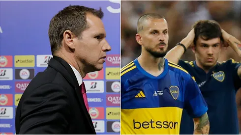 Brito y Benedetto, sufriendo después de perder una nueva final de Copa Libertadores.