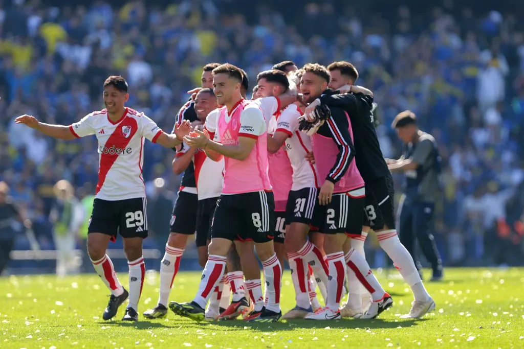 Palavecino celebra el último triunfo en la Bombonera. (Foto: Getty).