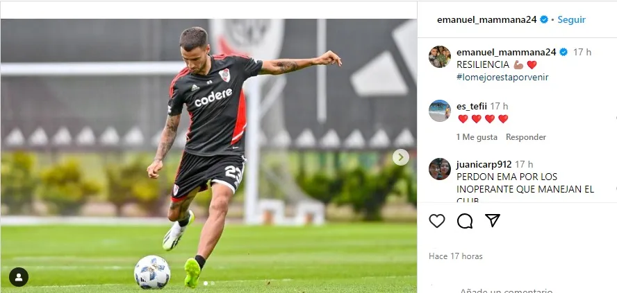 El mensaje de Emanuel Mammana. (@Emanuel_mammana24)