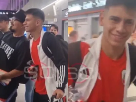 El gesto de Echeverri con los hinchas que fueron a despedir al plantel a Ezeiza