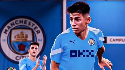 Echeverri dejará River en enero de 2025 para sumarse al Manchester City. Diseño exclusivo: Bolavip.