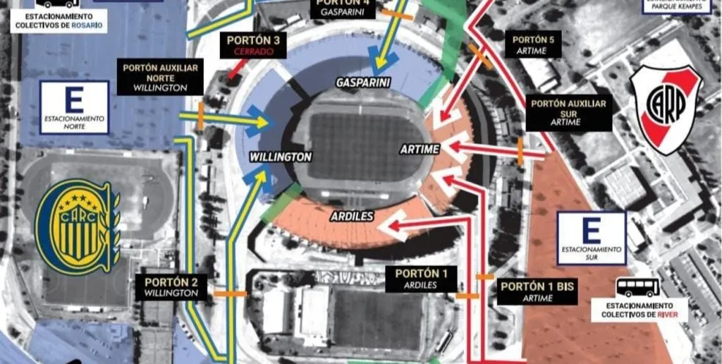 Así fueron los accesos en el partido de diciembre ante Rosario Central. Ahora River no tendrá la tribuna Ardiles. (Foto: Imagen Web).