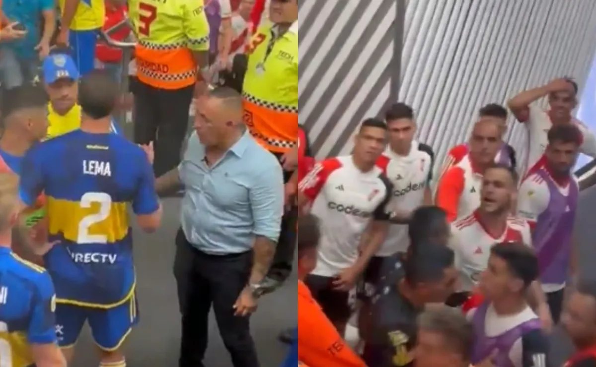 Lema fue a la puerta del vestuario a esperarlo a Armani.